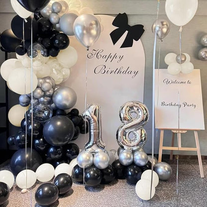 White Sand Black Balloons Arch Kit, 151Pcs Black Cream White and Bobo Balloons Garland 18 12 10 5 inch for Birthday Wedding Bridal Shower Bachelorette Anniversary Party Decorations