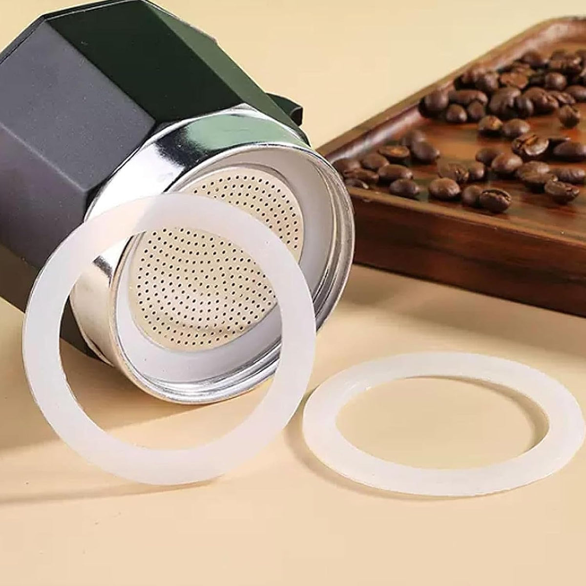 6 Pack Silicone Gaskets with 2 Filter Gasket, Silicone Sealing Rings for 6 Cup Stovetop Espresso Coffee Maker Replacement Parts