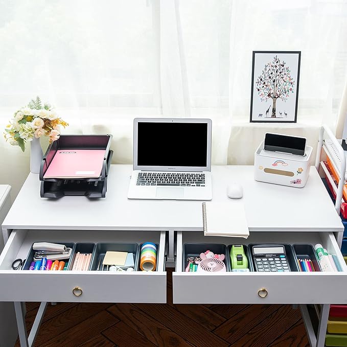 BYCY Office Drawer Organizers Bins Junk Drawer Organizers Tray Storage Dividers for Office Desk Dress Makeup (13pcs 2Size)