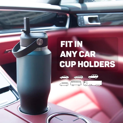 32oz Insulated Water Bottle Keep Cold 24h&Hot 12h, Double Wall Vacuum Insulated Water Bottles with Straw/Spout Lid