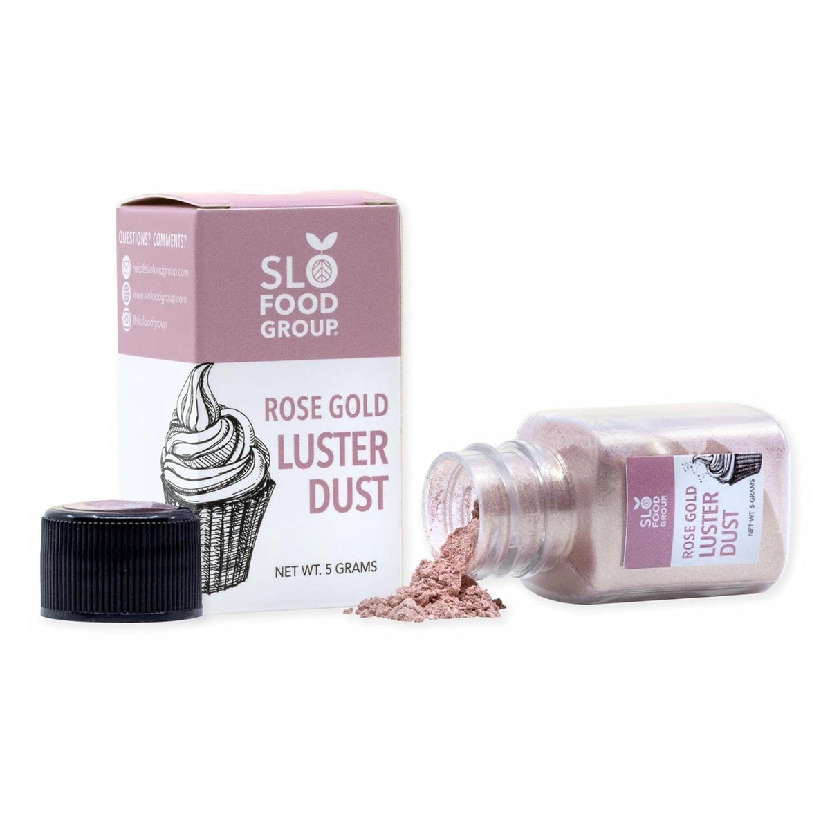 Slofoodgroup Rose Gold Luster Dust, Rose Gold Colored Edible Glitter, 5 Gram Bottle
