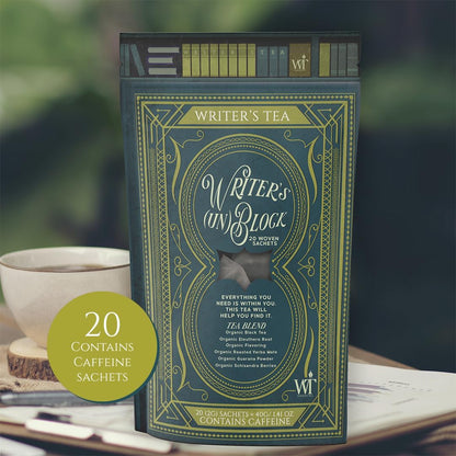 Writer's Tea Writer's (Un) Block - Focus Tea - Black Tea, Eleuthero Root, Flavoring, Roasted Yerba Mate, Guarana Powder, and Schisandra Tea Blend