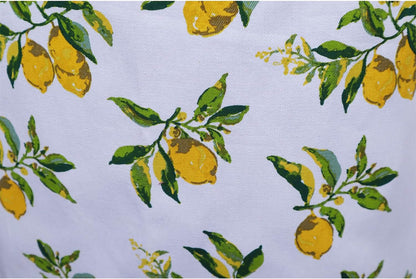 AMOUR INFINI Cotton Aprons for Women with Pockets Adjustable Strap and Waist Ties Washable Printed Aprons for Baking, Cooking, Gardening (27.5 x 33 Inches - Lemon Print)
