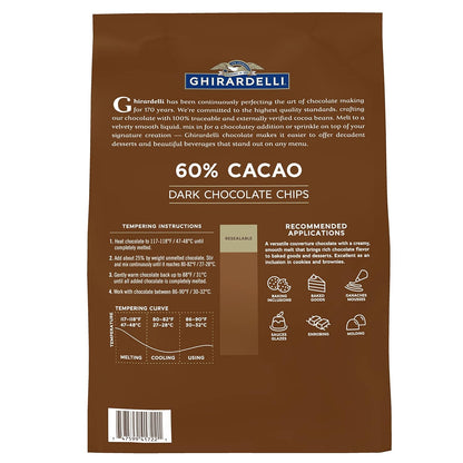 Ghirardelli Chocolate Company 60% Cacao Dark Chocolate Chips, 5lb (Pack of 2)