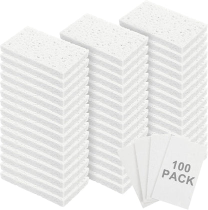Zhengmy 100 Pieces Kitchen Sponge Bulk Natural Sponges for Dishes Compressed Wood Pulp Sponges Cleaning Sponge Without Scratching for Kitchen Bathroom, 3.9 x 2.4 x 0.12 Inch (White)