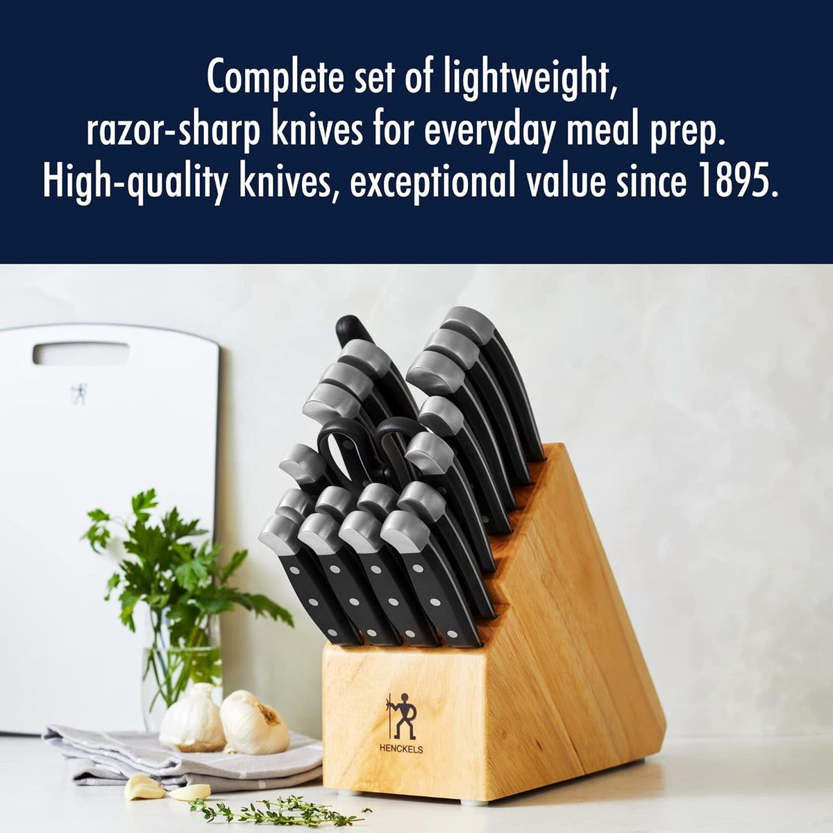 HENCKELS Statement Razor-Sharp 20-Piece Knife Set with Block, With Bonus Sharpener, German Engineered Informed by 100+ Years of Mastery