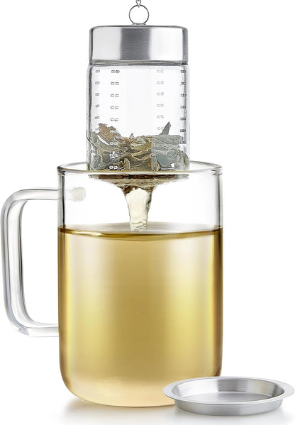 Teabloom Elegant Borosilicate Glass Loose Tea Infuser – Perfect for Whole-Leaf White, Green, Oolong, Black & Herbal Teas – Lead-Free