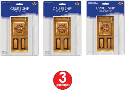 Beistle Plastic Cruise Ship Captain Door Covers, 5' x 30", Set of 3 - Nautical or Pirate Party Supplies, Themed Birthday Festivities, High Seas World Traveler Wall Decoration