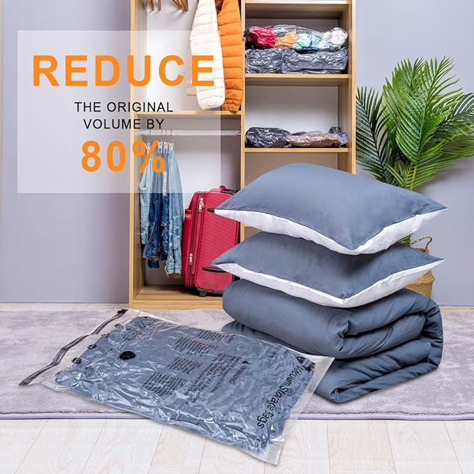 GONGSHI Vacuum Storage Bags, Space Saver Seal Bags For Clothing, Travel Luggage,Blankets, Comforters, Pillows, Clothes Storage.5 Jumbo 5 Large