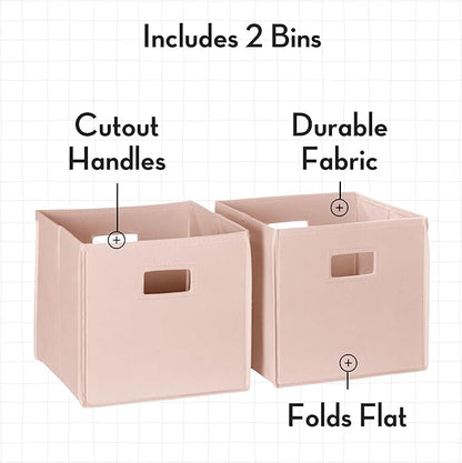 RiverRidge Kids 2pc Fabric Collapsible Storage Cube Organizers with Handles for Playroom Organization - Soft Pink