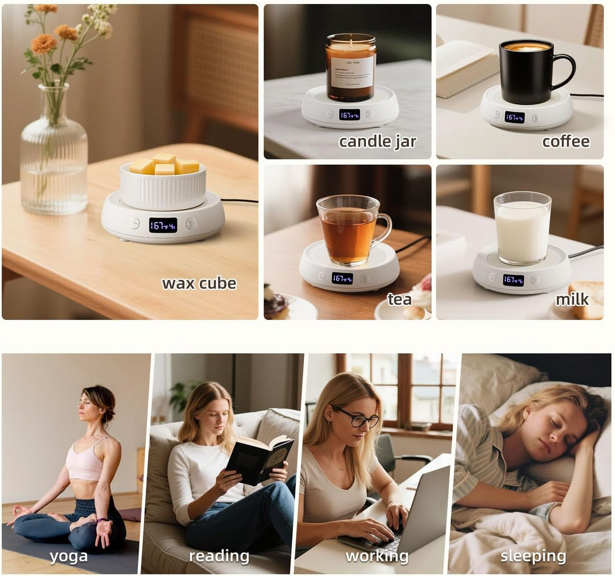 Coffee Mug Warmer for Desk with Auto Shut Off, Electric Cup Candle Wax Melter Warmer with 1-9H Timer