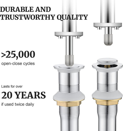 Pop up Sink Drain Stopper for Bathroom Vessel Vanity Sink Art Basin Chrome, Small Cap Without Overflow, Metal Pop-up Drain Strainer with Detachable Basket Stopper