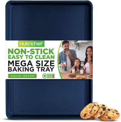 NutriChef Extra Large Nonstick Cookie Sheet Baking Pan, XL Size 22 Inch x 16 Inch, Premium Carbon Steel Oven Baking Sheet for Cookies, Jelly Rolls