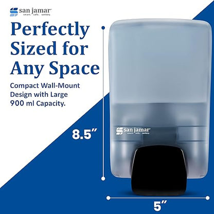 San Jamar Rely Plastic Manual Soap Dispenser, Hand Sanitizer Dispenser With Universal Compatibility For Home, Bathroom, Kitchen, Restooms, Restaurants, 900 Ml, Blue