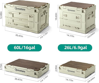 Collapsible Storage Bins with Lockable Doors & Removable Cutting Board,26L Foldable Stackable Heavy-Duty Box for Camping, Picnic, Closet, Garage, and Moving Organization