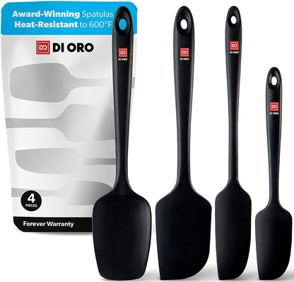 DI ORO Silicone Spatula Set - Rubber Kitchen Spatulas for Baking, Cooking, & Mixing