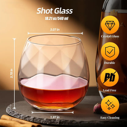 KAMMAK Glass Tumbler 18 oz, 540ml Thick-Walled Heavy Bottom Cup with Delicate Rim, Sturdy &amp; Stable Seamless Design for Beer, Iced Coffee, Juice, Smoothie and Daily Drinking
