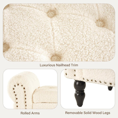 Furnimart Storage Ottoman Bench for Queen Size Bed, Faux Fur Upholstered Storage Bench Accent Bench with Rolled Arms for Bedroom,Living Room, Entryway, 2.5Cubic Feet