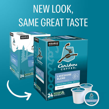 Caribou Coffee Lakeshore Blend Keurig Single-Serve K-Cup Pods, Medium Roast, 24 Count (Pack of 4)