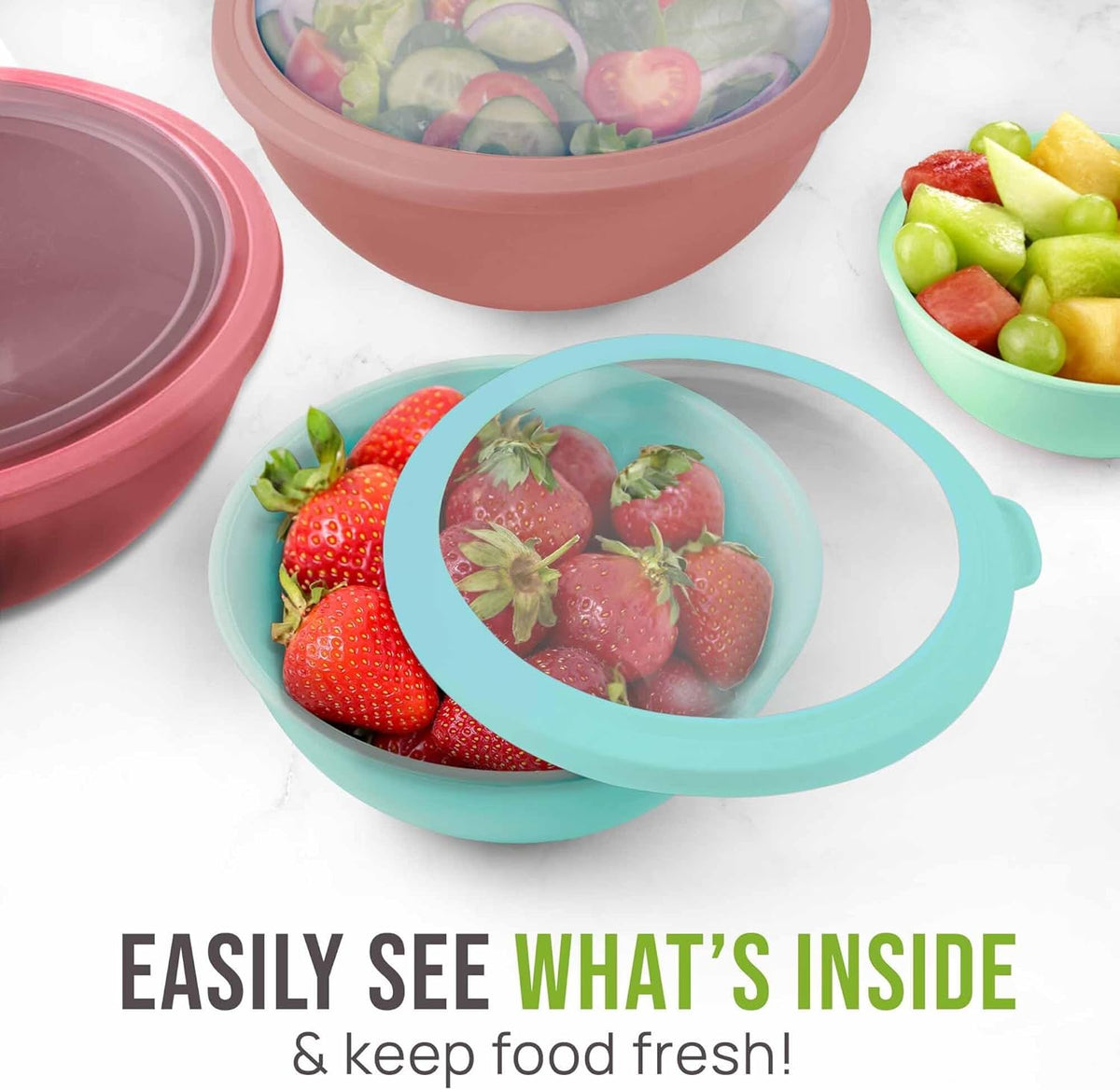 Zulay Kitchen 12 Piece Plastic Mixing Bowls with Leak-Proof Lids Set - Microwave and Freezer Safe Kitchen Mixing Bowls for Preparing