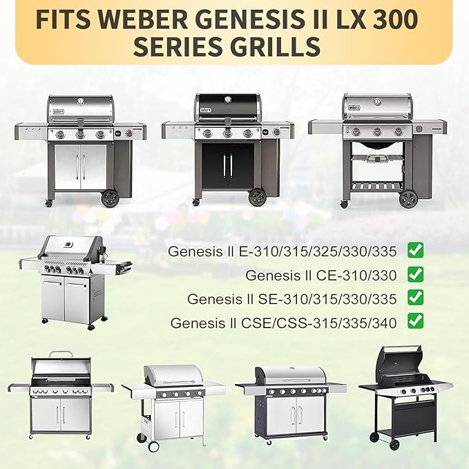 Grill Replacement Parts for Weber Genesis II 300 Series, 17" Flavorizer Bars and Heat Deflector 3 Burner Tubes for Weber Genesis 2 E310 E330 S335 LX 340 GS4 66032 66040 67490, Stainless Steel