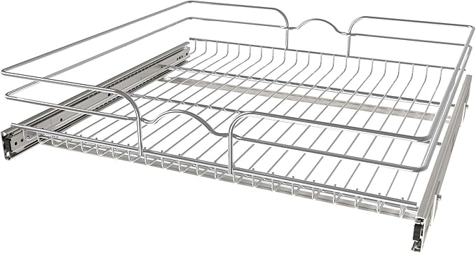 Rev-A-Shelf Kitchen Cabinet Pullout Shelf and Drawer Organizer Slide Out Pantry Storage Basket in Multiple Sizes, 24 x 22 In, 5WB1-2422CR-1