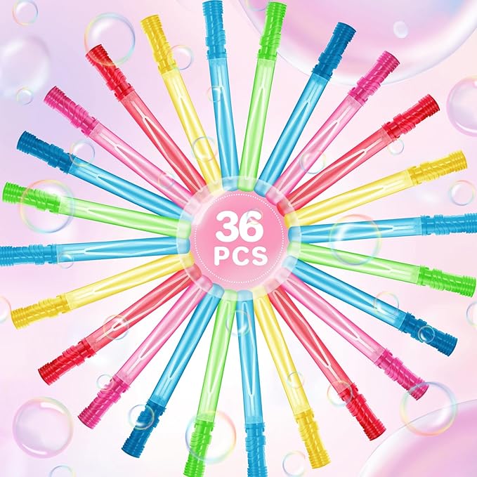 AuroTops 36PCS Big Bubble Wands Bulk for Kids, 15 Inches Bubble Wand Bulk in 6 Colors, Bubble Party Favor Supply for Summer Indoor/Outdoor Activities, Easter, Goodie Bags, Birthday