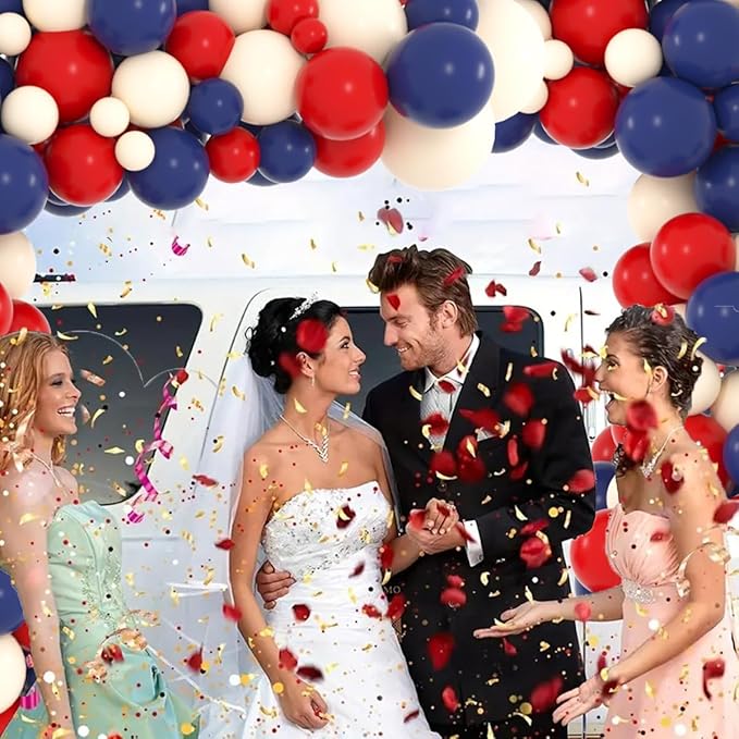 Red Blue Balloon Garland Arch Kit, Navy Dark Blue, Red Balloons Blush Neutral Balloons for Birthday Wedding Anniversary Graduation Baby Shower Party Decorations