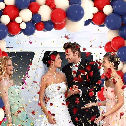 Red Blue Balloon Garland Arch Kit, Navy Dark Blue, Red Balloons Blush Neutral Balloons for Birthday Wedding Anniversary Graduation Baby Shower Party Decorations