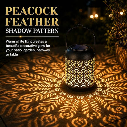 LeiDrail Solar Lantern Outdoor Hanging Lanterns Garden Metal Decorative Light Warm White LED Waterproof Landscape Lighting for Table Pathway Party Yard - 2 Pack