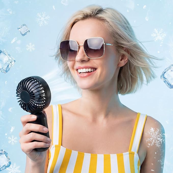 Rossesay 24 Pack Mini Portable Fan Bulk for Travel 3 Speeds, Rechargeable USB Battery Operated, Small Handheld Personal Eyelash Fans for Women Men Indoor Outdoor(Black White)