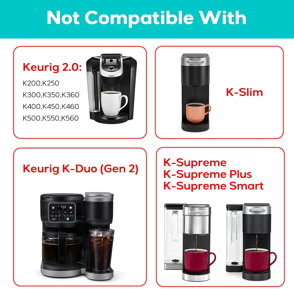 Casabrews CASKF02 Reusable K Cup Filters, 2 Pack Stainless Steel Refillable Coffee Pods for Keurig 1.0 Brewers, Universal Fit, Eco-Friendly & BPA-Free