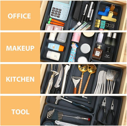 3PCS Large Plastic Drawer Organizer, 12" X 6" Desk Drawer Organizer and Storage Trays, Large-size Storage Bins, Organization and Storage Container for Makeup Vanity, Kitchen Utensil, Office, Bathroom