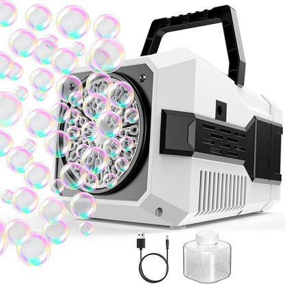 Bubble Machine for Children, Powered by USB Adapter or Battery, Suitable for Indoor & Outdoor Birthday Parties, Weddings & Outdoor Activities