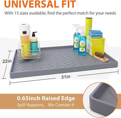 TigeJoy 31" x 22" Under Sink Mats for Kitchen Waterproof, Leak-Proof Silicone Mat Sink Protector and Cabinet Liner, Kitchen Essentials Organizer and Storage, Boot or Shoe Tray, Pet Feeding Mat