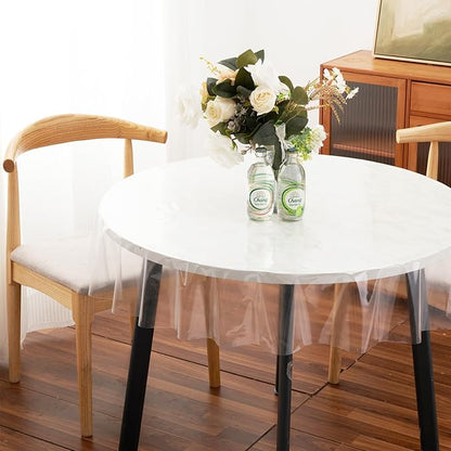 Clear Plastic Tablecloth Protector Round 70inch Diameter Waterproof Oilproof Stain Resistant Wipeable Table Cover for Dining Tables