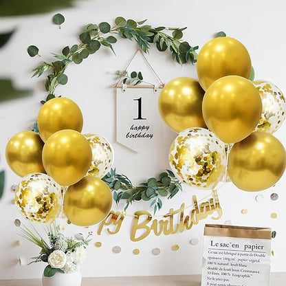 ZJDHPTY Gold Party Decorations,4 Set Balloon Stand with Pump and Gold Balloons for Birthday Bridal Shower Wedding Anniversary Retirement Mother's Day Father's Day New Year Graduation Decorations 2026