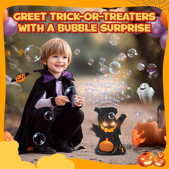 Rechargeable Bubble Machine - Automatic Bubble Blower Haunted Stump - Outdoor Play, Wedding, Birthday Party, Gifts Toys for Boys, Girls, Kids, Toddlers