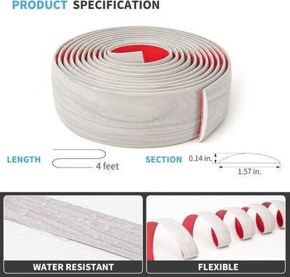 Art3d Self Adhesive Vinyl Floor Transition Strip, Laminate Floor Strip Floor Flat Divider Strip for Joining Floor Gaps,Carpet Threshold Transition,Floor Tiles (4 FT, 1.57in, White-Washed)