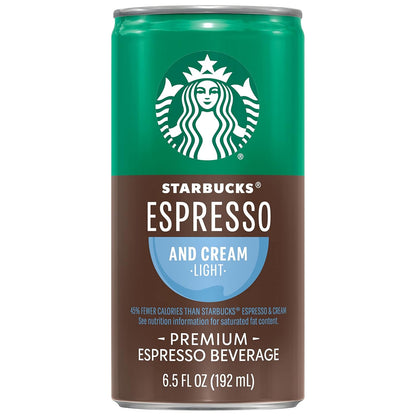 Starbucks Ready to Drink Coffee, Espresso & Cream Light, 6.5oz Cans (12 Pack)