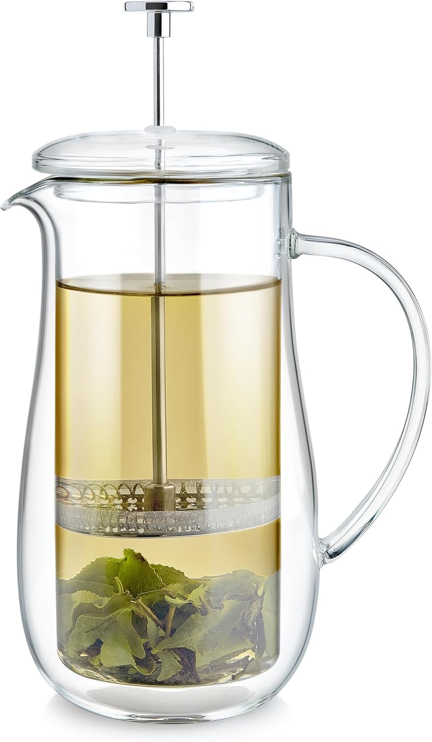 Teabloom Insulated Double-Walled Glass French Press – 100% Plastic-Free Tea & Coffee Press for Pure, Rich Flavor, 34 oz Precision Brewer
