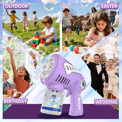 Big Bubble Gun - Bubble Machine for Kids with 1200mAh USB-C Rechargeable, Make Larger Bubbles, LED Light - Bubble Toys Gifts Ages 3+ for Boys, Girls, Easter, Outdoor, Birthday Favor, Party Use