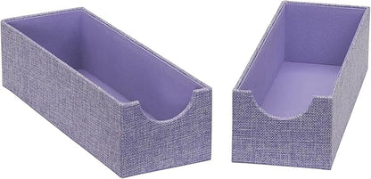 Household Essentials 2-Pack of Drawer Organizers, Sturdy Chipboard With Soft Polyester Cover, Handy and Fashionable Organization Solution, 3” H x 4” W x 12” D, Iris