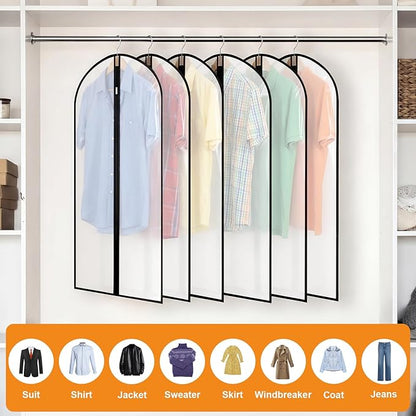 12 Pack Garment Bags 60 * 100cm, 40in PEVA Translucent Garment Covers, Suit Storage Bags, Dress Organizer Bags Used To Protect Shirts, Winter Coats, Jackets