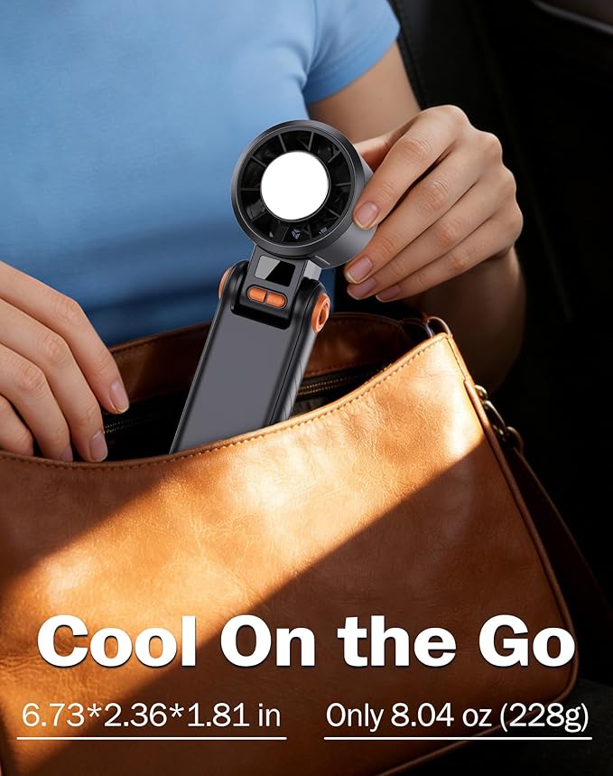 Portable Handheld Fan with Cooling Ice Function, Rechargeable Mini Personal Fan, 5 Speeds Strong Wind, Quiet USB Travel Fan for Outdoor, Office, Summer Heat