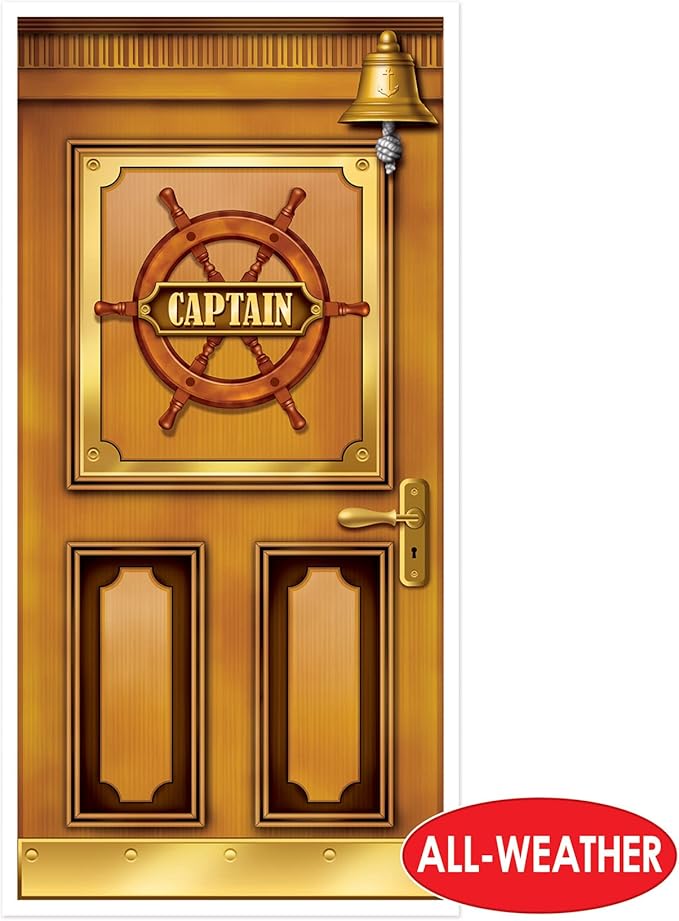 Beistle Plastic Cruise Ship Captain Door Covers, 5' x 30", Set of 3 - Nautical or Pirate Party Supplies, Themed Birthday Festivities, High Seas World Traveler Wall Decoration