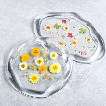 2PCS Large Resin Tray Molds Irregular Oval Round Tray Silicone Mold with Edge Jewelry Tray Trinket Plate Candle Holder Mold for Epoxy Resin Casting Concrete Cement DIY Art Craft Home Decor