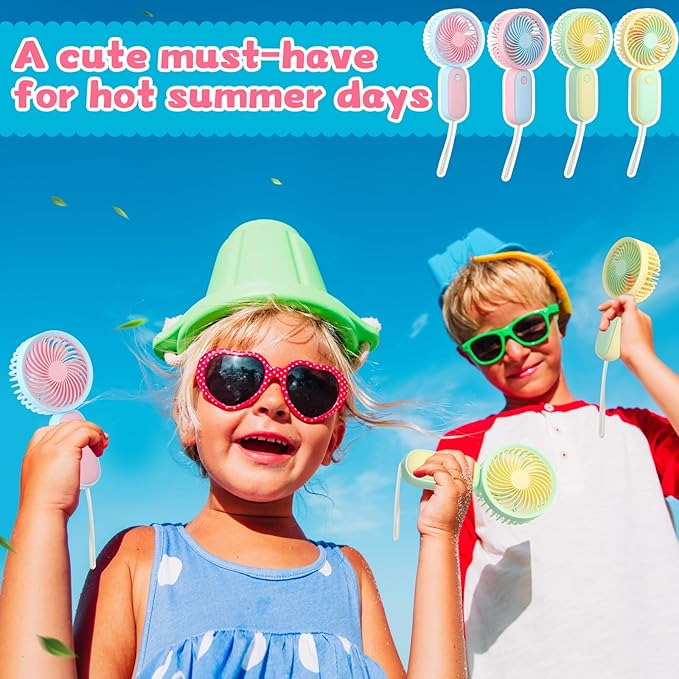 Tujoe Mini Handheld Fan, USB Rechargeable Hand Held Fan Hanging Small Hand Travel Fans Portable Powerful Fans for Women Outdoor Travelling Indoor Home, 4 Colors(20 Pcs)