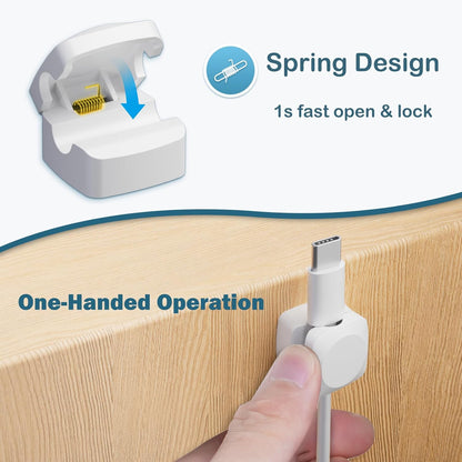 8 Pack Cord Organizer Holder, Rotatable Cable Clips, Spring Cord Holder for Nightstand Adhesive Cable Organizer, Cable Management Clips Charging Cord Organizer for Desk Office Car Wall