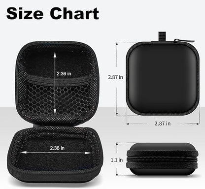 Earbud Case Portable EVA Carrying Case Storage Bag Cell Phone Accessories Organizer with Carabiner for Wired/Wireless Headphones, SD Memory Card, Camera Chips(Square, 5 Pack)